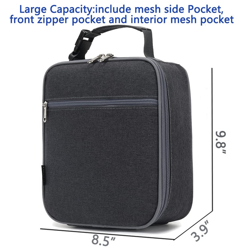 FlowFly Kids Lunch box Insulated Soft Bag Mini Cooler Back to School Thermal Meal Tote Kit for Girls, Boys, Dark - Image 3